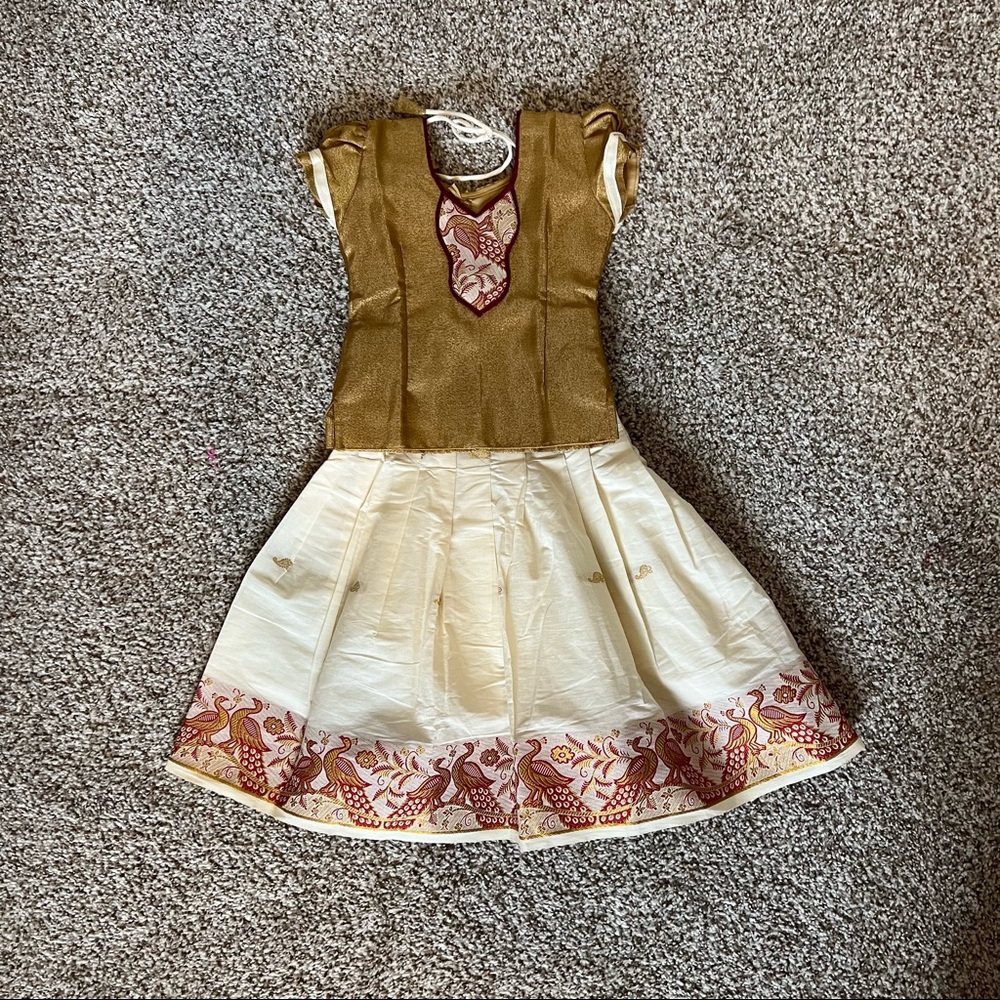 Kids Girls Kerala Onam Kesavu skirt and top
